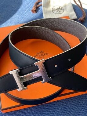 Hermes reversible belt black taupe size 90 NEW